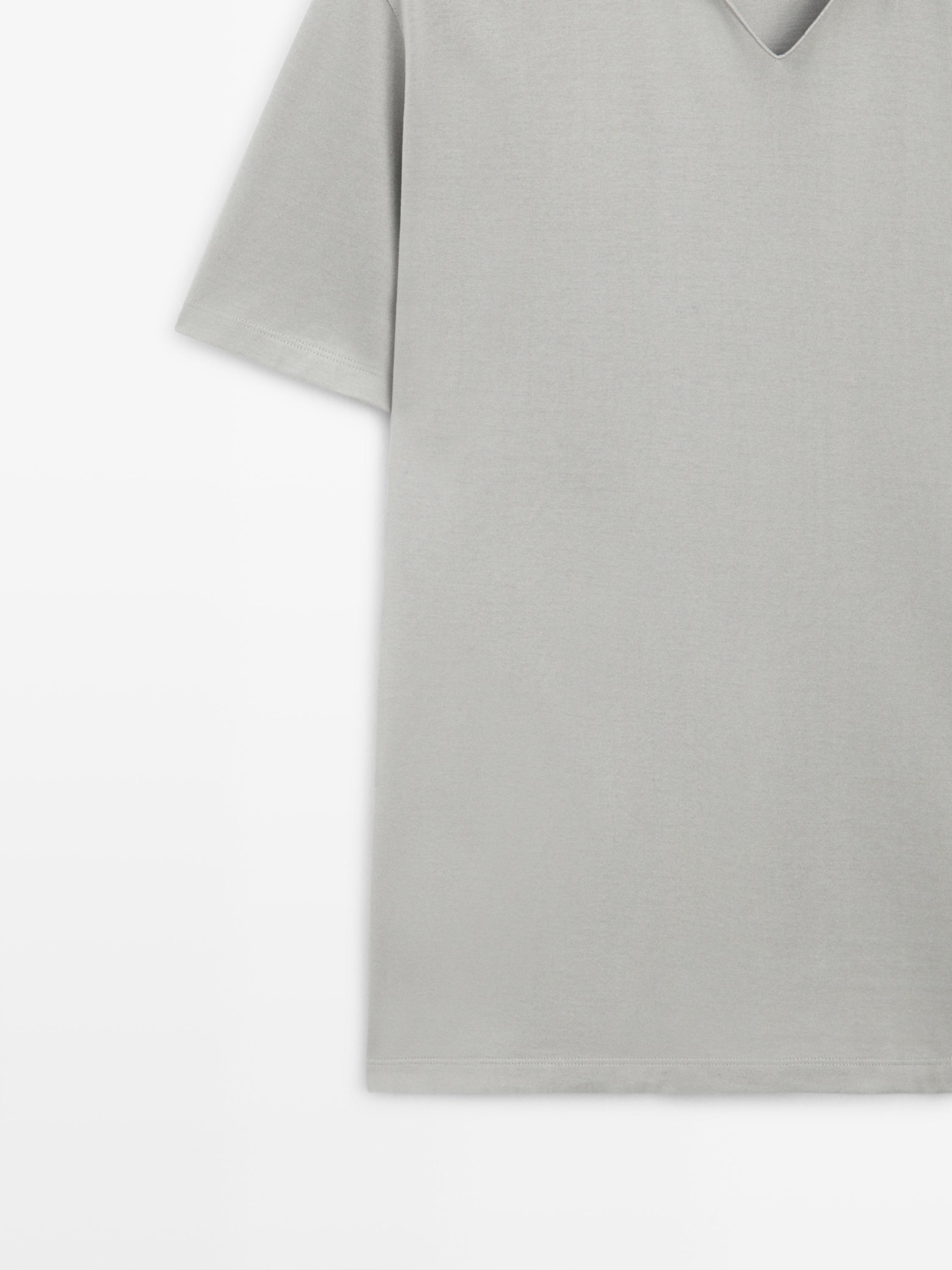 Cotton V-neck polo shirt